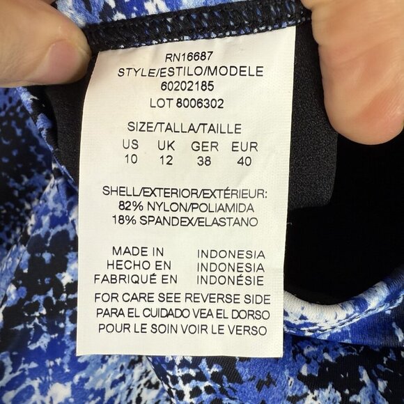 Swim Solutions One-Piece Swimsuit Sz 10 Blue Animal Print Tummy Control NWT - Picture 9 of 9